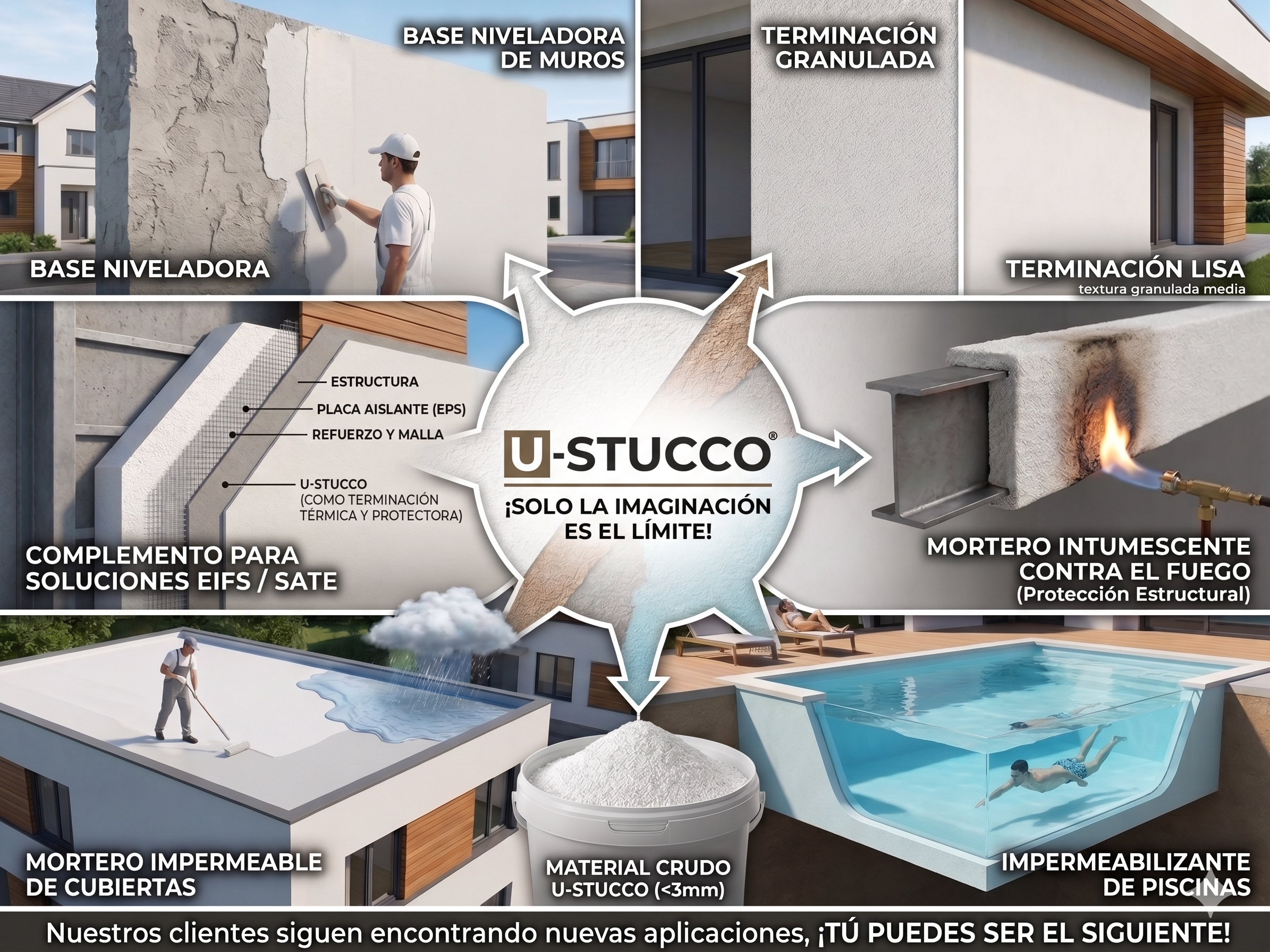Opciones de uso del estuco térmico USTUCCO en la construccion