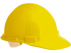 Casco amarillo para trabajos de albañileria