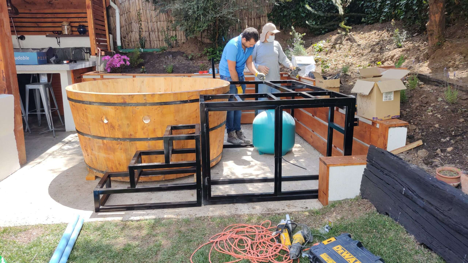 Deck para tinajas de madera