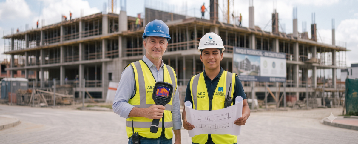 Ingeniero y técnico de construccion en proyecto